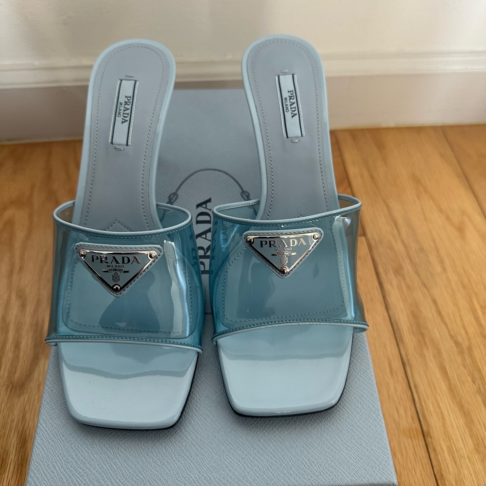 NEW Prada Logo embellished sandals (new with box)